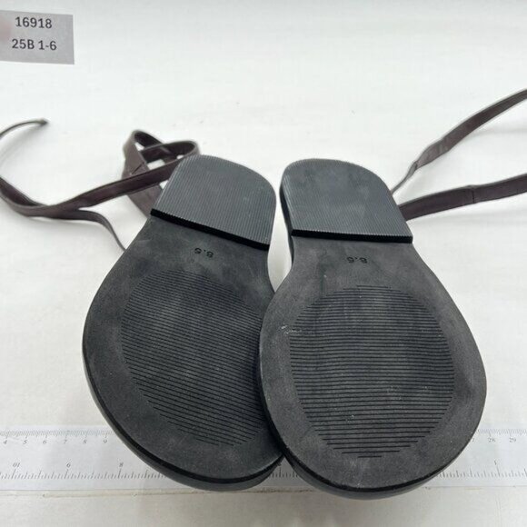 FOWT Women Split Round Toe Sandals Lace up Strappy Comfortable Flats Black - Picture 7 of 7